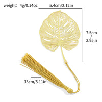 Vintage Metal Leaf Bookmark with Tassel - Hollowed Plant Vein Design for Books, Gifts