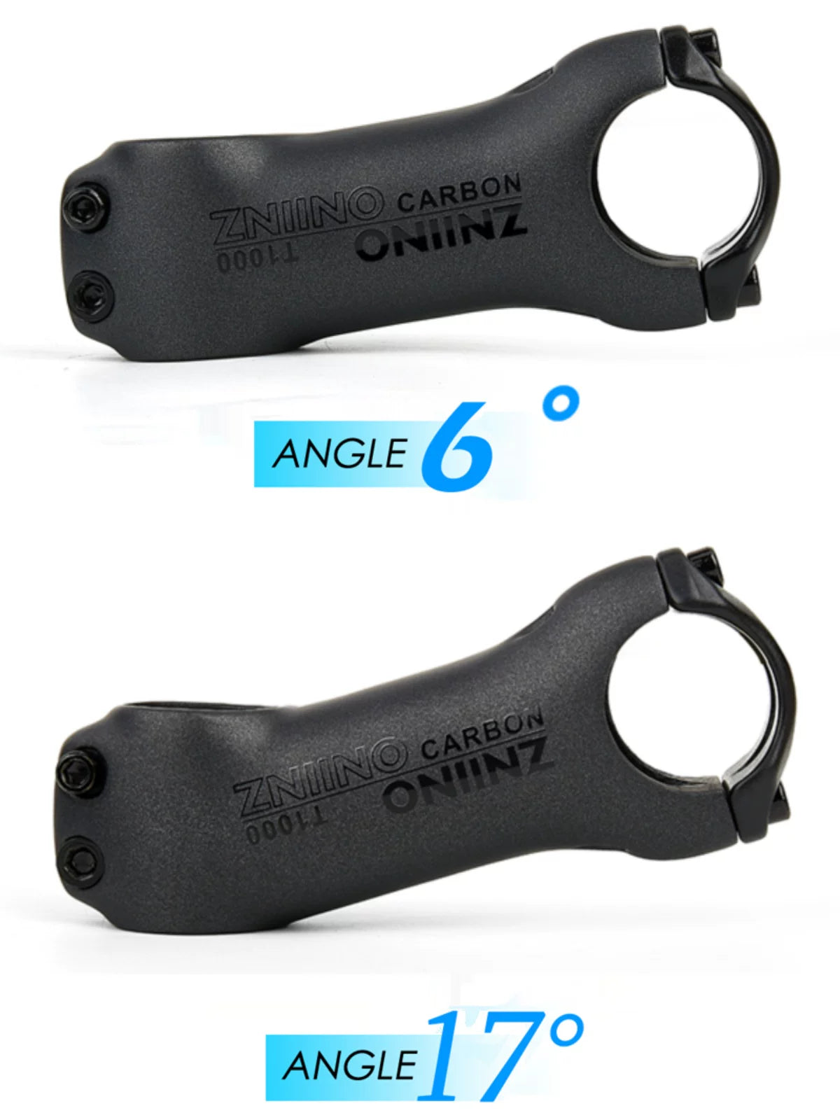 ZNIINO Ultralight Carbon Fiber Bicycle Stem 6/17 Degree with Titanium Screws