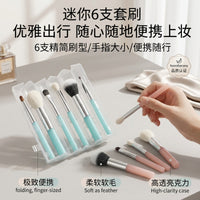 6-Piece Portable Makeup Brush Set with Soft Bristles and Storage Case