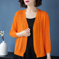 Women's Ice Silk Knit Cardigan Sun Protection Shawl Thin Air Conditioning Shirt