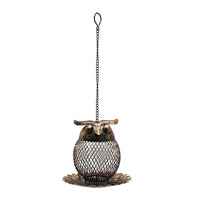 Metal Owl Bird Feeder Cage Hanging for Garden Patio Hummingbird Wild Birds