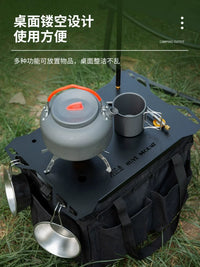 Outdoor Camping Storage Box with Lid and Tabletop, Multi-functional Gas Tank Table Board, Light Stand Compatible
