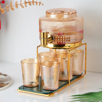 Refrigerator Glass Beverage Dispenser with Faucet, High Temperature Resistant Fruit Tea Cold Water Pitcher, Large Capacity