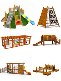 Outdoor Wooden Climbing Frame with Slide, Swing, and Tunnel for Kids