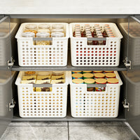 Rectangular Plastic Storage Baskets for Kitchen Pantry Organization, Snack & Toy Bins