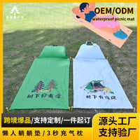 Outdoor Waterproof Beach Mat with Inflatable Pillow, Foldable Camping Picnic Blanket