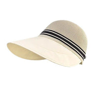 Women's Breathable Hollow Out Sun Hat with Wide Brim and Ponytail Hole