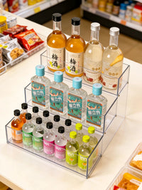 Clear Acrylic Tiered Display Stand for Liquor Bottles and Collectibles