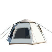 Automatic Hexagonal Pop-Up Camping Tent for 3-8 People - Waterproof & Sun Protection