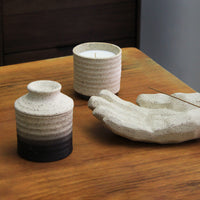 Wabi-Sabi Ceramic Candle Holder and Incense Burner, Creative Hand-Shaped Incense Base, Rough Pottery Aroma Candle Container