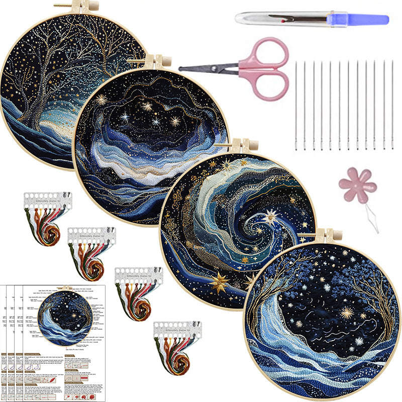DIY Embroidery Landscape Craft Kit with Tools and Fabric