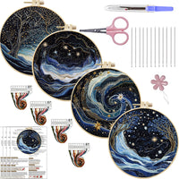 DIY Embroidery Landscape Craft Kit with Tools and Fabric