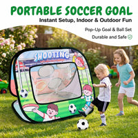 4-in-1 Foldable Kids Soccer Goal Set with Bean Bag Toss, Indoor/Outdoor Toy