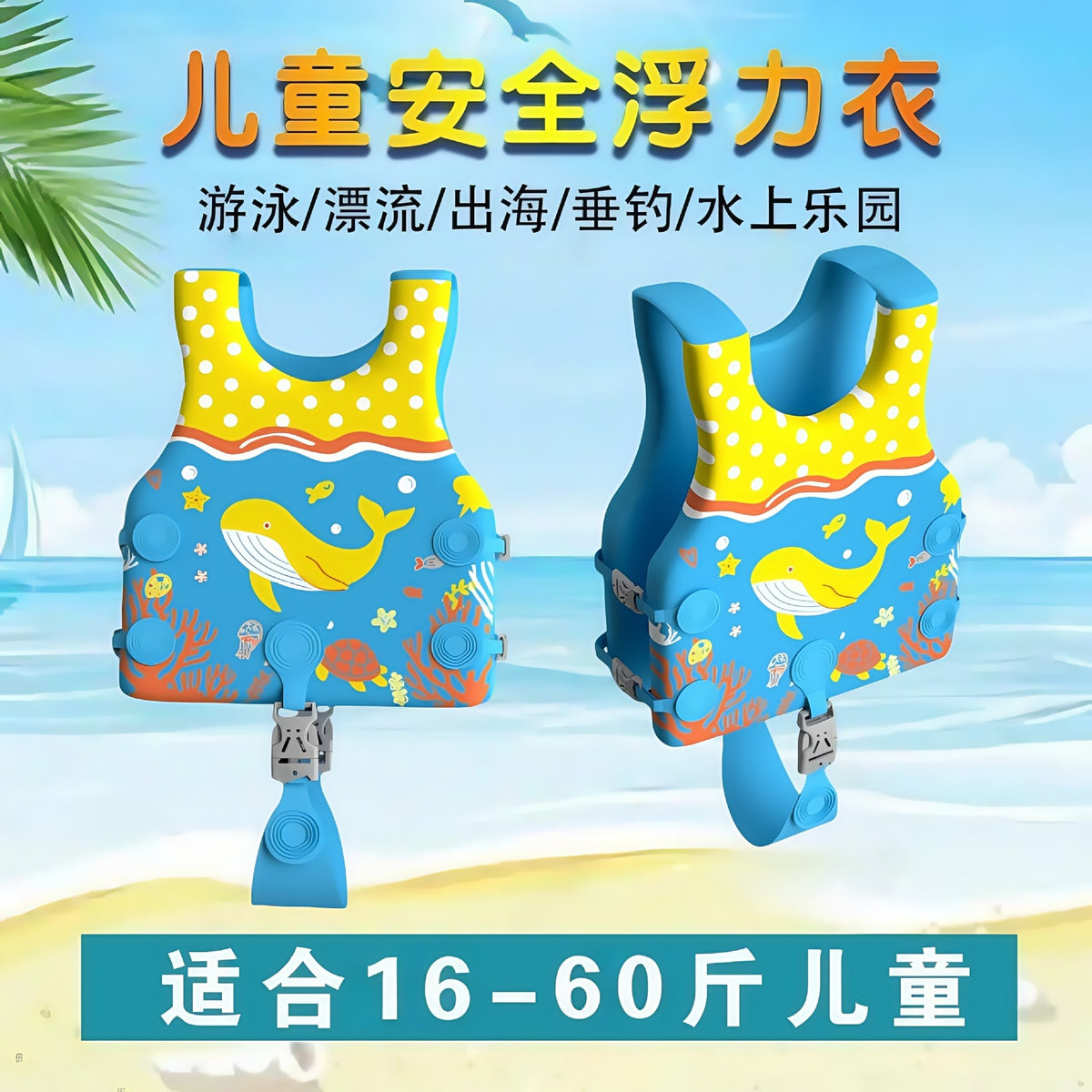 2025 New Portable Kids Buoyancy Vest for Water Sports Outdoor Pool Swimming