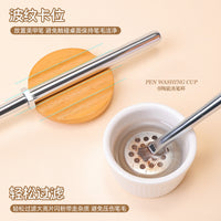 Ceramic Nail Art Brush Washing Cup with Lid and Wide Mouth, Multi-functional for Cleaning and Moisturizing Brushes