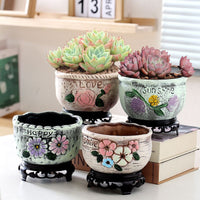 Retro Ceramic Succulent Planter Pots, Large Caliber Terracotta Flower Pots for Indoor Outdoor Plants