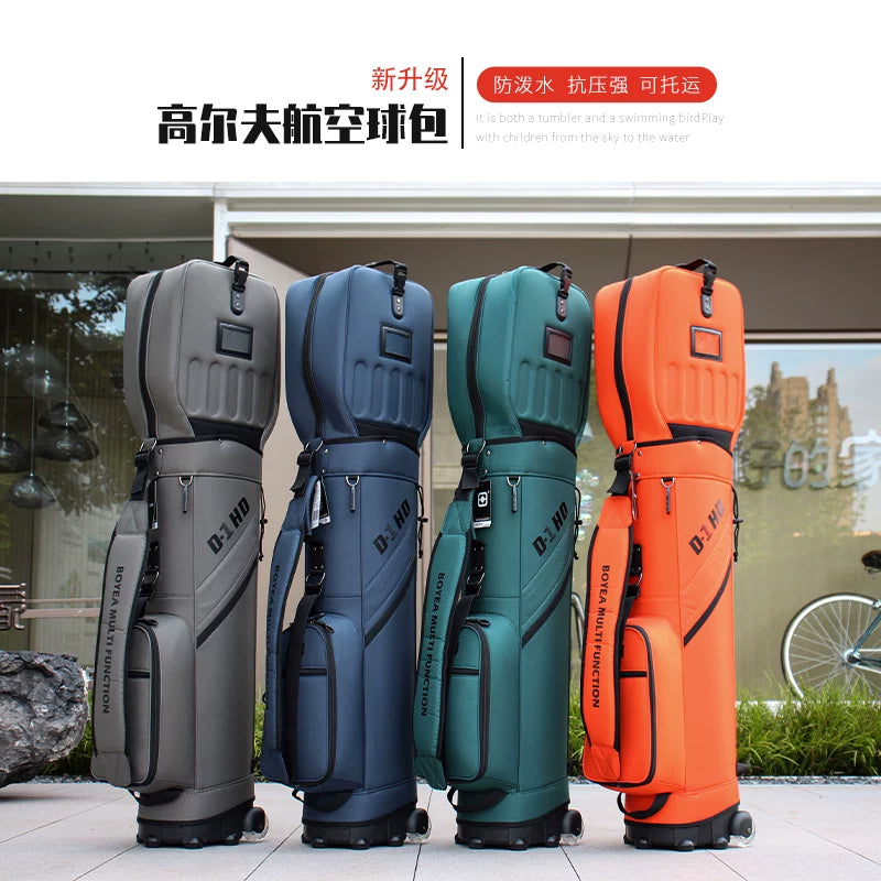 Boyea Golf Travel Bag with Wheels, Lightweight Nylon Waterproof Wear-Resistant Golf Club Carrier for Air Travel