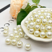 High-Gloss ABS Imitation Pearl Beads Round with Straight Hole for DIY Crafting
