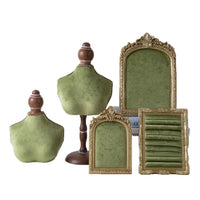Green Velvet Mannequin Bust Jewelry Display Stand for Necklaces and Pendants