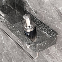Wall-Mounted Bathroom Shelf with Towel Bar and Storage Organizer, No-Drill Installation