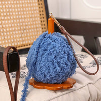 Portable Wooden Yarn Holder with Leather Wrist Strap for Knitting and Crocheting