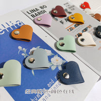 Heart-Shaped Leather Cable Organizer Clips for Earphones and Data Cables