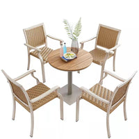 Outdoor Rattan Patio Dining Set for Garden, Balcony, Cafe