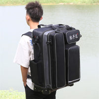 Hard Shell Fishing Chair Bag with Wheels, Thickened Waterproof Steel Wire Fishing Tackle Backpack