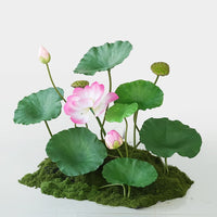 Artificial Lotus Flower and Leaf Arrangement for Home and Garden Decor