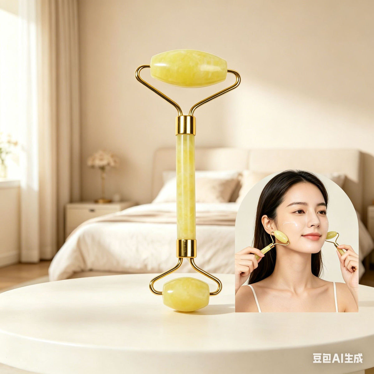 Natural Jade Roller and Gua Sha Board Facial Massager Gift Set