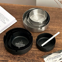 Industrial Style Stainless Steel Ashtray with Windproof Lid for Office and Home Decor