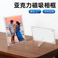 Acrylic Magnetic Photo Frame Double-Sided Transparent Desktop Picture Display with Stand