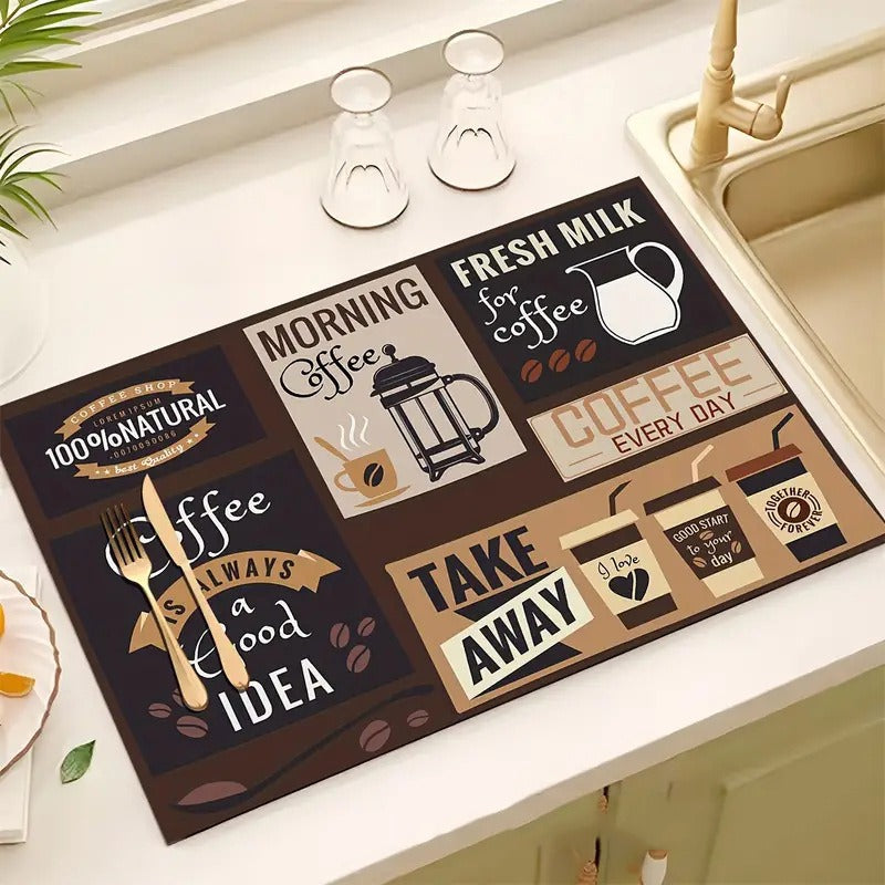 Diatomaceous Earth Coffee Machine Absorbent Quick Dry Mat Kitchen Countertop Drain Mat Luxury Dining Table Heat Resistant Wear-Resistant Mat