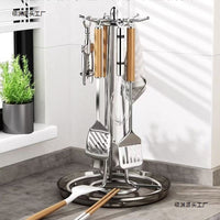 Rotating Utensil Holder with Drip Tray for Kitchen Countertop
