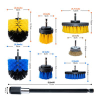 8-Piece Power Drill Brush Set with Extension Rod for Cleaning