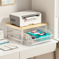 Desktop Printer Stand with Storage, Multifunctional Double-Layer Office Organizer for Printer, Host, and Copier