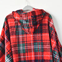 Women's Flannel Plaid Loose Loungewear Zipper Hoodie Cape