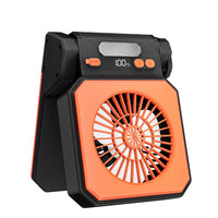 Solar Powered Camping Fan with LED Light, USB Rechargeable Portable Desk Fan with Strong Airflow