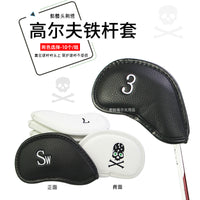 Golf Iron Head Covers Set with Skull Embroidery, PU Waterproof, 10-Piece Set