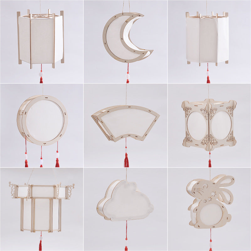 Mid-Autumn Festival DIY Lantern Kit for Kids - Handheld Ancient Style Creative Flower Lantern Material Pack