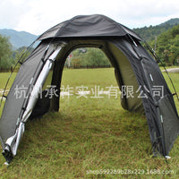 Double-Layer Hexagonal 6-Person Camping Tent with Silver Coating for Rain and Sun Protection