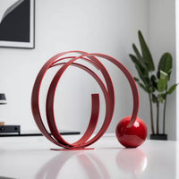 Geometric Circle Sculpture Metal Ornament for Home and Office Decor