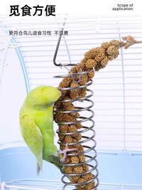 Stainless Steel Bird Feeder Fruit Vegetable Basket Hanging Toy Parrot Feeding Device Bird Cage Accessory