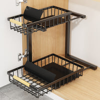 Under Sink Pull-Out Organizer Rack, 2-Tier Expandable Storage Drawer for Kitchen Cabinet