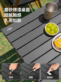 Portable Outdoor Camping Table and Chair Set - Foldable Egg Roll Table with 2 Moon Chairs for Picnic and Travel