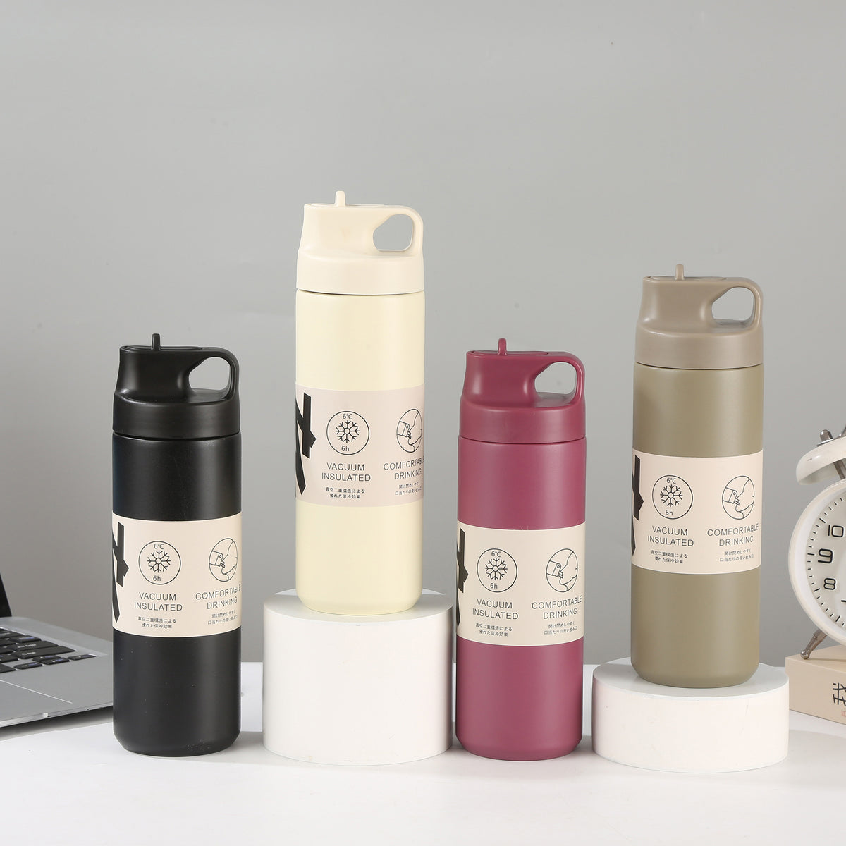 304 Stainless Steel Insulated Sports Water Bottle with Straw, Large Capacity