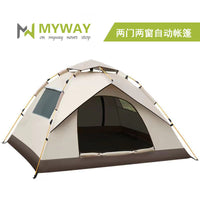Automatic Pop-Up Camping Tent for Family Outdoor Activities, Sun Protection & Mosquito Net, Two Doors & Two Windows
