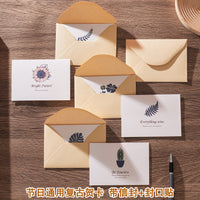 Foldable Mini Greeting Card, Vintage Kraft Paper Envelope Blessing Card, Graduation Postcard for Students