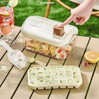 Press-Type Ice Cube Tray with Storage Bin, Food-Grade Double-Layer Ice Maker for Home Refrigerator, Large Capacity