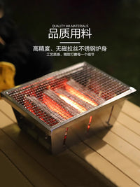 IGT Outdoor Camping BBQ Grill Foldable Stainless Steel Stove for Picnics and Tea